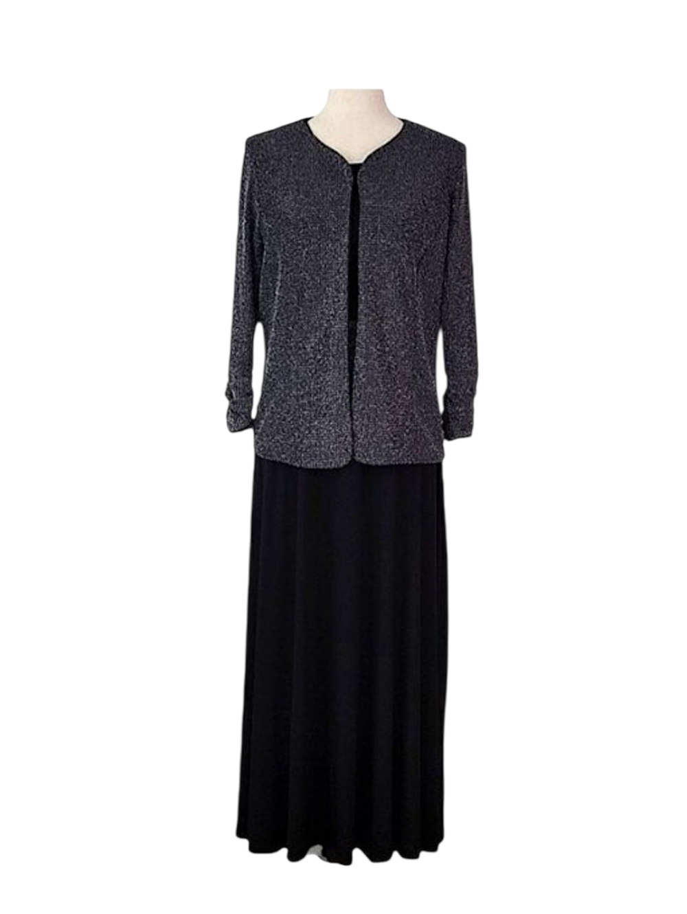 Jessica Howard Black Shimmer Ruched Special Occasion Dress With Jacket Size 12